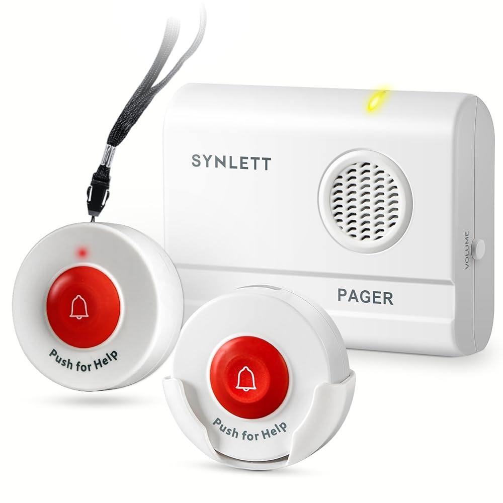 Caregiver Pager Wireless Call Buttons for Elderly Monitoring SOS Alert System Portable Alarm for Nurse Call Seniors Patients Emergency Home